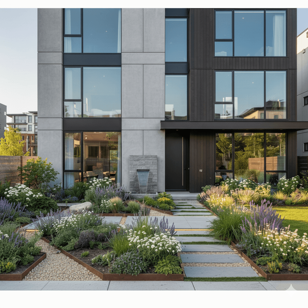 Moderner Familiengarten mit Sitzbereich und Begrünung von Evergreen Gartenservice